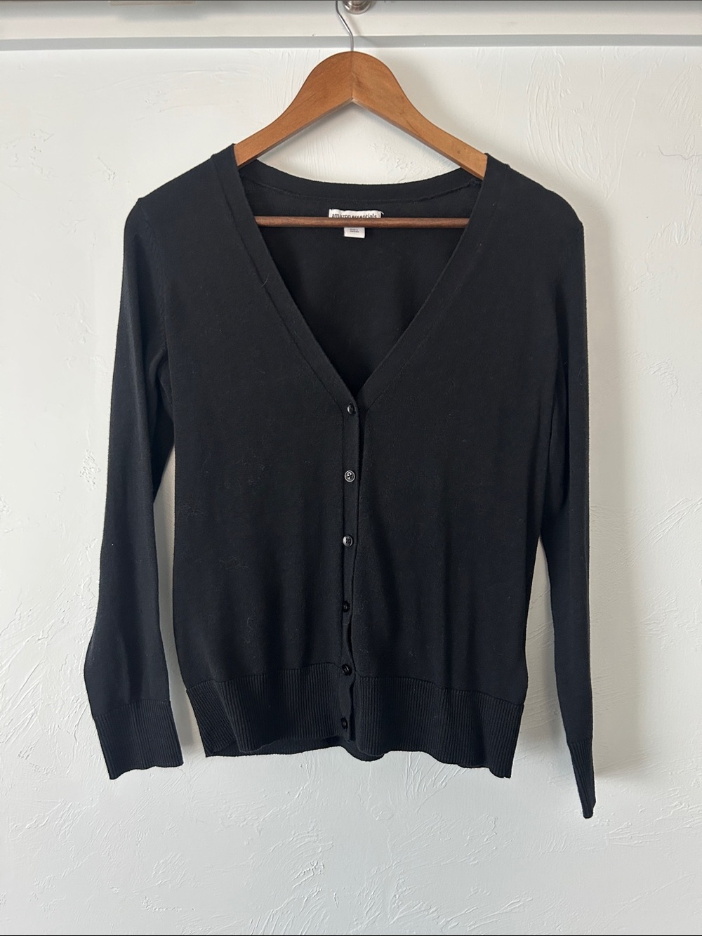 Amazon Essentials Black V-Neck Button-Front Cardigan